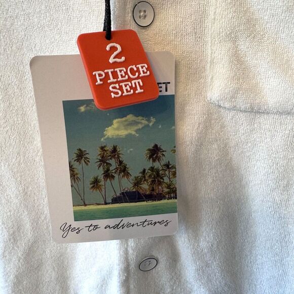 FREE PLANET Size XS LOT OF TWO Shirts Navy & White Terry‎ Cloth Button Front Top - Picture 6 of 16